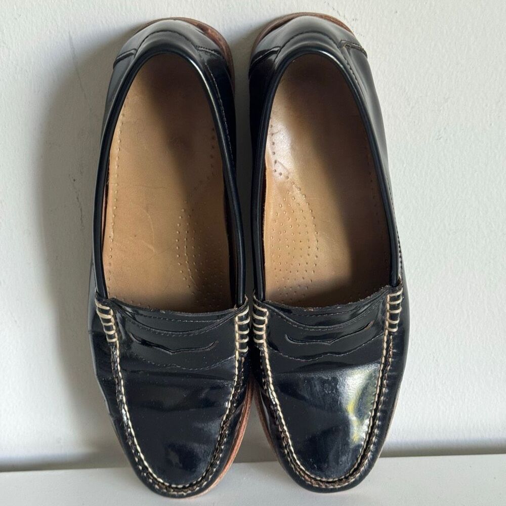 Bass Weejuns Black Patent Leather Penny Loafers Size 9.5 - Picture 8 of 9
